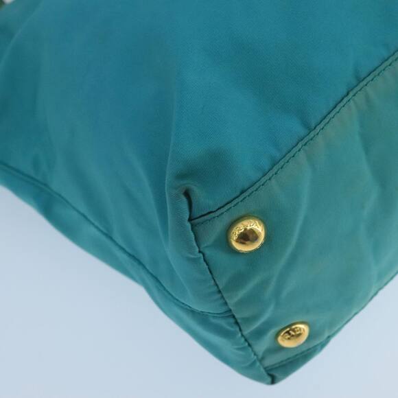 PRADA Tote Bag Nylon Turquoise Blue Gold - Picture 14 of 16